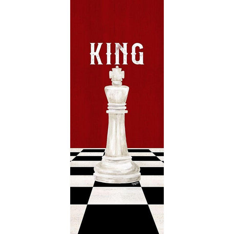 Rather be Playing Chess Pieces red panel V-King Gold Ornate Wood Framed Art Print with Double Matting by Reed, Tara