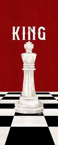 Rather be Playing Chess Pieces red panel V-King Black Ornate Wood Framed Art Print with Double Matting by Reed, Tara