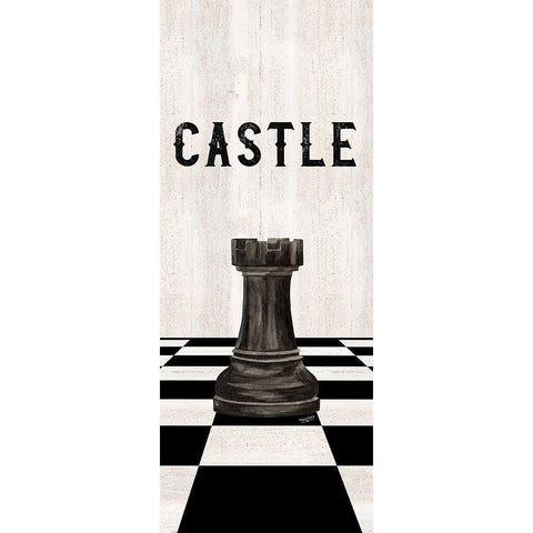 Rather be Playing Chess Pieces black panel II-Castle White Modern Wood Framed Art Print by Reed, Tara