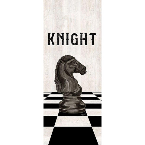 Rather be Playing Chess Pieces black panel III-Knight White Modern Wood Framed Art Print by Reed, Tara