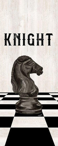 Rather be Playing Chess Pieces black panel III-Knight White Modern Wood Framed Art Print with Double Matting by Reed, Tara