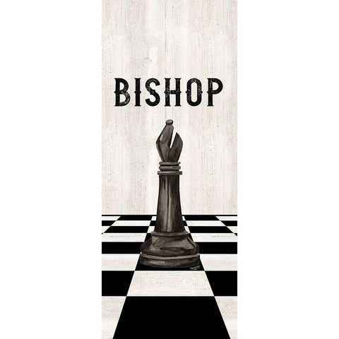 Rather be Playing Chess Pieces black panel IV-Bishop Black Modern Wood Framed Art Print with Double Matting by Reed, Tara