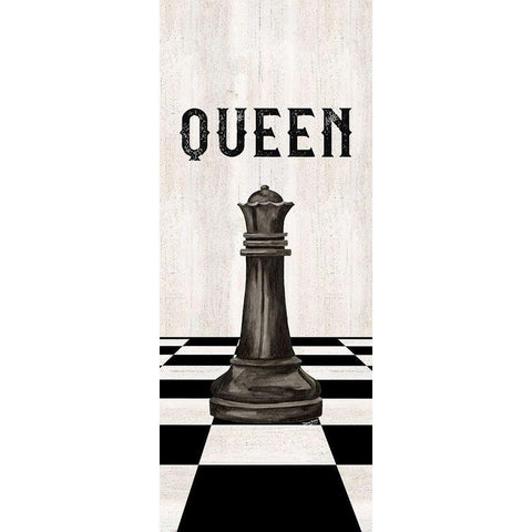 Rather be Playing Chess Pieces black panel VI-Queen Black Modern Wood Framed Art Print with Double Matting by Reed, Tara