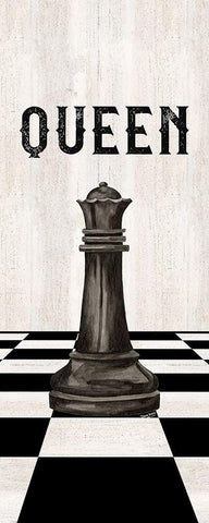 Rather be Playing Chess Pieces black panel VI-Queen Black Ornate Wood Framed Art Print with Double Matting by Reed, Tara