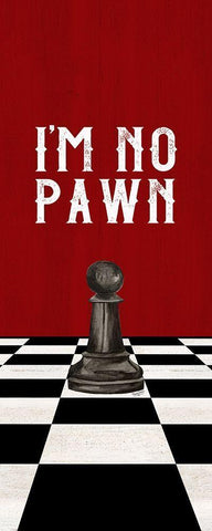 Rather be Playing Chess black on red panel III-No Pawn Black Ornate Wood Framed Art Print with Double Matting by Reed, Tara