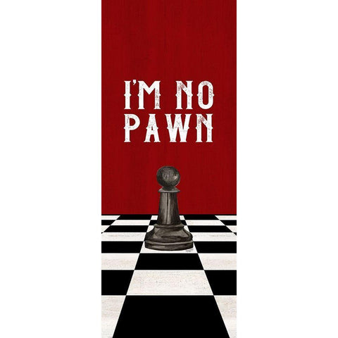 Rather be Playing Chess black on red panel III-No Pawn Gold Ornate Wood Framed Art Print with Double Matting by Reed, Tara