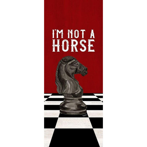 Rather be Playing Chess black on red panel IV-Not a Horse Gold Ornate Wood Framed Art Print with Double Matting by Reed, Tara