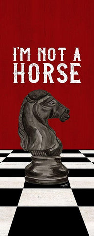 Rather be Playing Chess black on red panel IV-Not a Horse Black Ornate Wood Framed Art Print with Double Matting by Reed, Tara