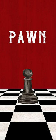 Rather be Playing Chess Pieces black on red panel I-Pawn White Modern Wood Framed Art Print with Double Matting by Reed, Tara