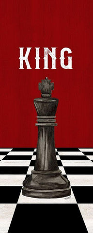 Rather be Playing Chess Pieces black on red panel V-King Black Ornate Wood Framed Art Print with Double Matting by Reed, Tara