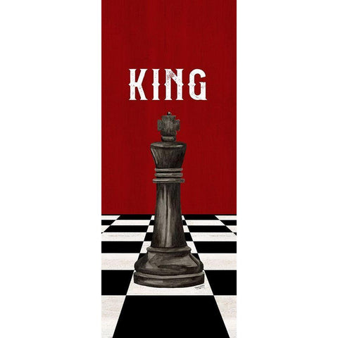 Rather be Playing Chess Pieces black on red panel V-King Black Modern Wood Framed Art Print with Double Matting by Reed, Tara