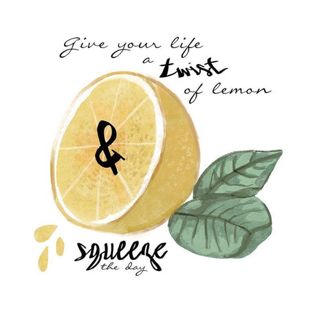 Citrus Limon sentiment IV White Modern Wood Framed Art Print with Double Matting by Bannarot