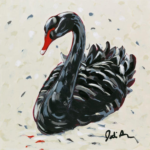 Black Swan Black Ornate Wood Framed Art Print with Double Matting by Augustine, Jodi