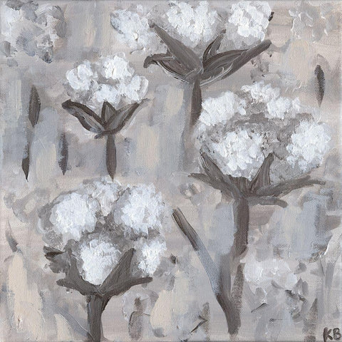 Cotton Stalks I White Modern Wood Framed Art Print with Double Matting by Bryan, Kathleen
