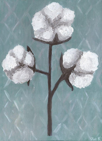 Cotton Stalks II Black Ornate Wood Framed Art Print with Double Matting by Bryan, Kathleen