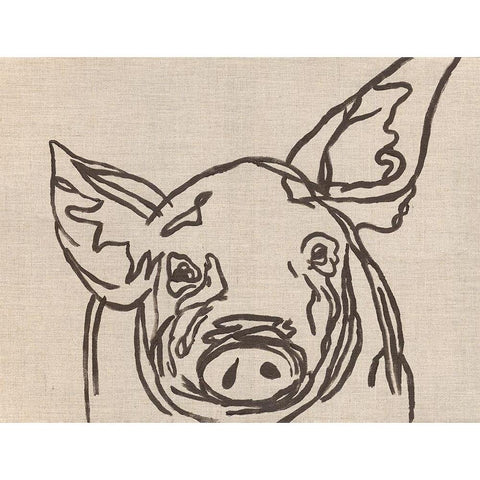 Farm Sketch Pig Gold Ornate Wood Framed Art Print with Double Matting by Bryan, Kathleen