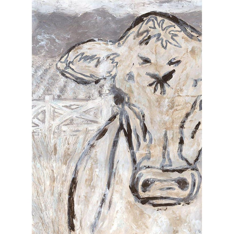 Farm Sketch Cow Gold Ornate Wood Framed Art Print with Double Matting by Bryan, Kathleen