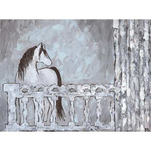 Farm Sketch Horse stable Black Modern Wood Framed Art Print by Bryan, Kathleen