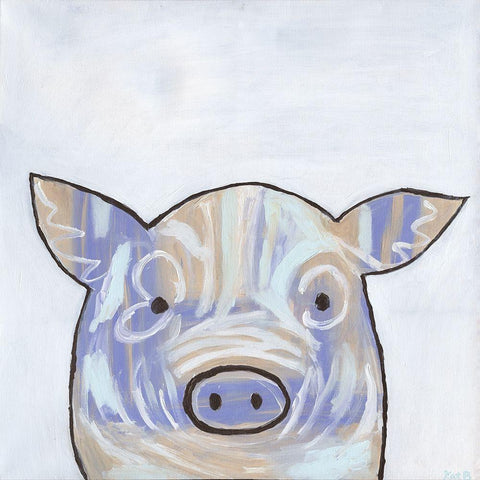 Paint Splotch Pig White Modern Wood Framed Art Print with Double Matting by Bryan, Kathleen