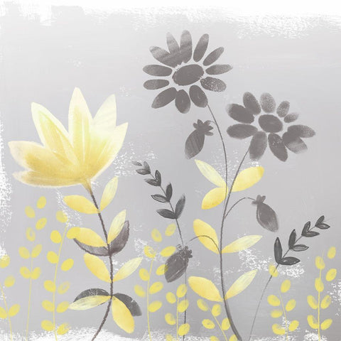 Soft Nature yellow And grey I Black Modern Wood Framed Art Print with Double Matting by Northern Lights
