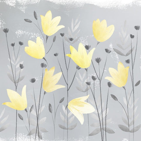 Soft Nature yellow And grey III Black Modern Wood Framed Art Print with Double Matting by Northern Lights