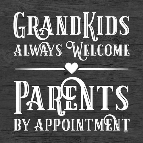 Grandparent Life black X-Parents by Appointment Black Modern Wood Framed Art Print with Double Matting by Reed, Tara