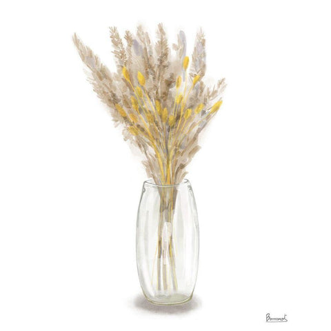 Dried  Flower yellow III White Modern Wood Framed Art Print by Bannarot