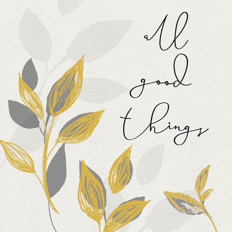 Botanical  Inspiration yellow gray I-Good Things White Modern Wood Framed Art Print by HM Design