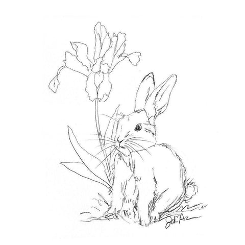 Bunny  Sketch Iris Black Modern Wood Framed Art Print by Augustine, Jodi