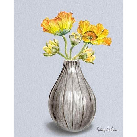 Poppies  in Vase II Black Modern Wood Framed Art Print by Wilson, Kelsey