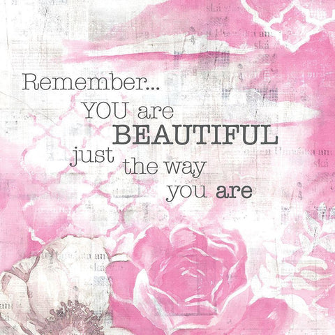 Textured  Sentiment pink I White Modern Wood Framed Art Print by Lee C