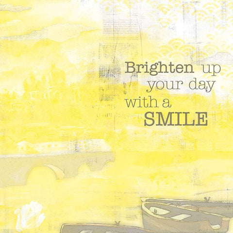 Textured  Sentiment yellow II White Modern Wood Framed Art Print with Double Matting by Lee C