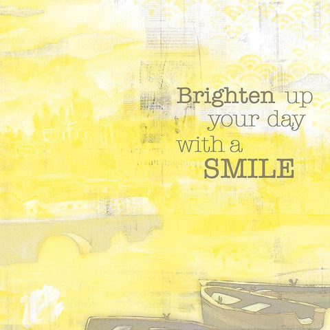 Textured  Sentiment yellow II Black Modern Wood Framed Art Print by Lee C