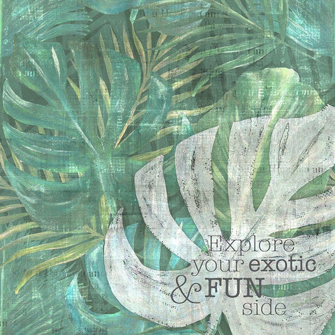 Textured  Sentiment tropic I Black Modern Wood Framed Art Print with Double Matting by Lee C