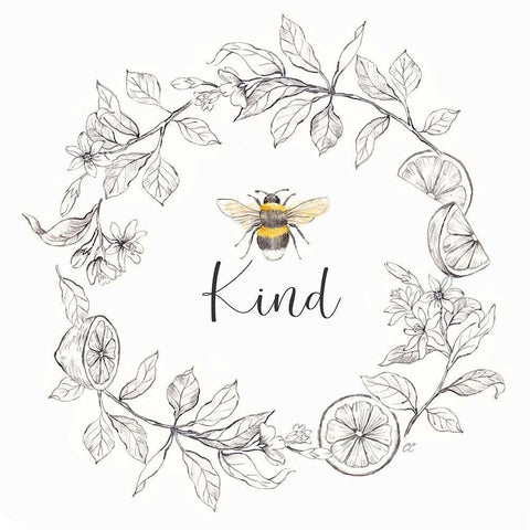 Bee  Sentiment Wreath II-Kind White Modern Wood Framed Art Print with Double Matting by Coulter, Cynthia