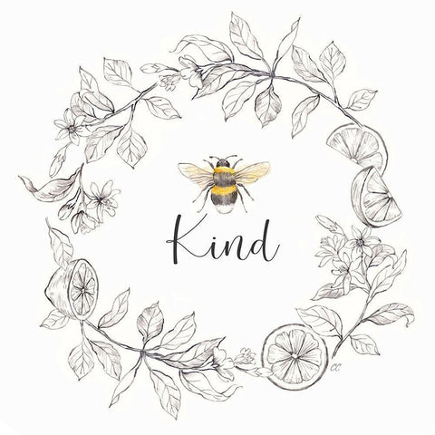 Bee  Sentiment Wreath II-Kind White Modern Wood Framed Art Print by Coulter, Cynthia