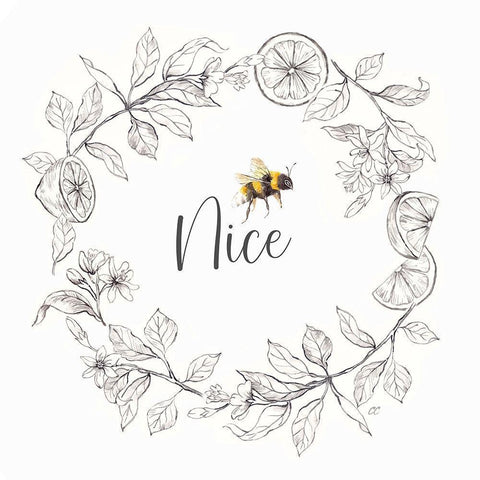 Bee  Sentiment Wreath III-Nice White Modern Wood Framed Art Print by Coulter, Cynthia