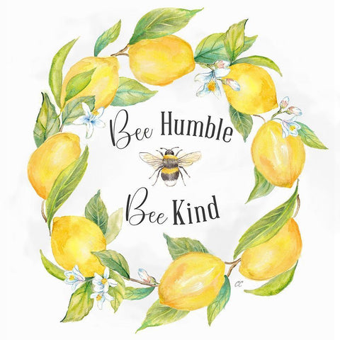 Lemons  And Bees Sentiment I White Modern Wood Framed Art Print with Double Matting by Coulter, Cynthia