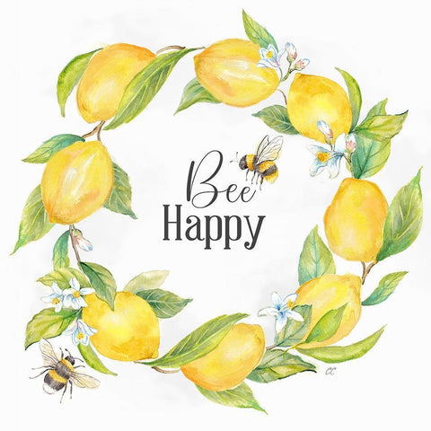 Lemons  And Bees Sentiment II White Modern Wood Framed Art Print by Coulter, Cynthia