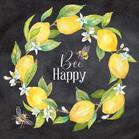 Lemons  And Bees Sentiment black II Black Ornate Wood Framed Art Print with Double Matting by Coulter, Cynthia