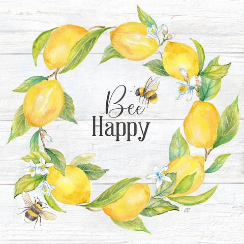 Lemons  And Bees Sentiment woodgrain II Gold Ornate Wood Framed Art Print with Double Matting by Coulter, Cynthia