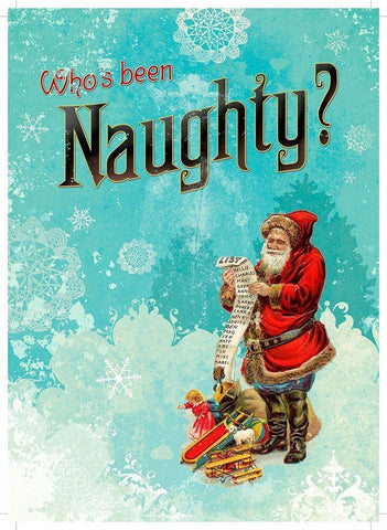 Colorful Christmas VI-Naughty Black Ornate Wood Framed Art Print with Double Matting by Duirwaigh