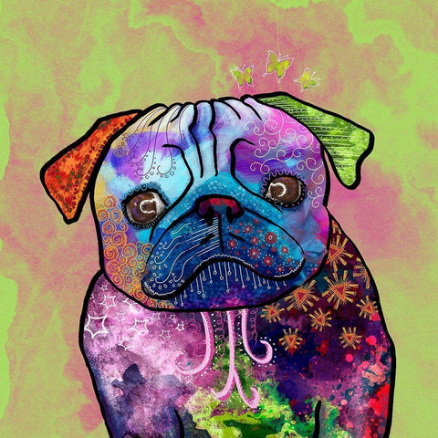 Colorful  Pets III Black Modern Wood Framed Art Print by Duirwaigh