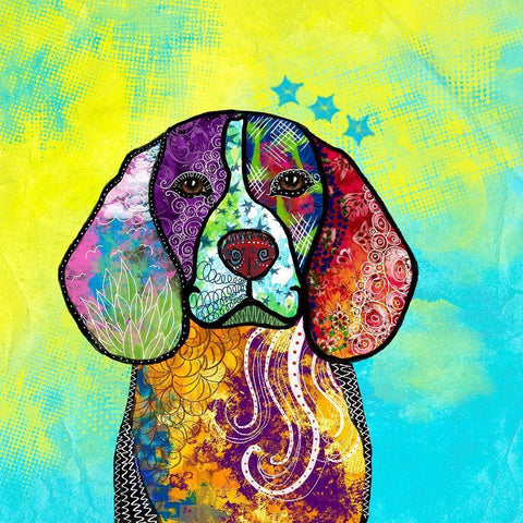 Colorful  Pets V White Modern Wood Framed Art Print by Duirwaigh