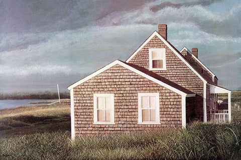 Crooked  House White Modern Wood Framed Art Print with Double Matting by Mielko, Tom