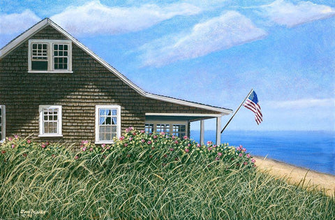 Ocean  View White Modern Wood Framed Art Print with Double Matting by Mielko, Tom