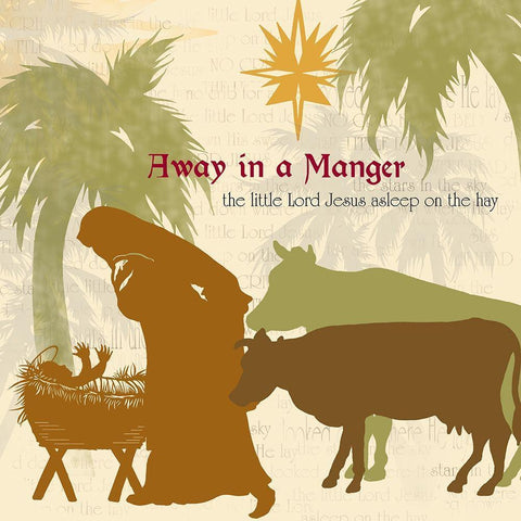 Away in a Manger White Modern Wood Framed Art Print with Double Matting by Sowell, Sharyn