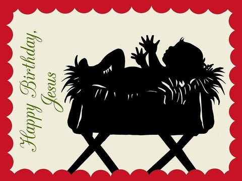 Nativity Child White Modern Wood Framed Art Print with Double Matting by Sowell, Sharyn