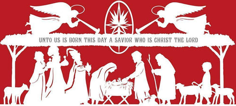 Nativity Unto Us is Born Black Ornate Wood Framed Art Print with Double Matting by Sowell, Sharyn