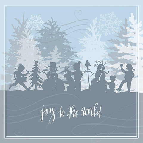 Winter Parade Joy White Modern Wood Framed Art Print by Sowell, Sharyn